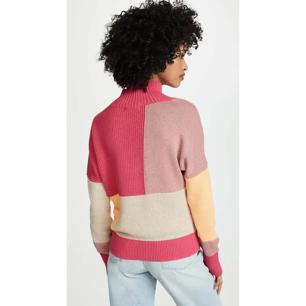 525 America Colorblock Sweater Tango Orange Size Medium New - Picture 2 of 10